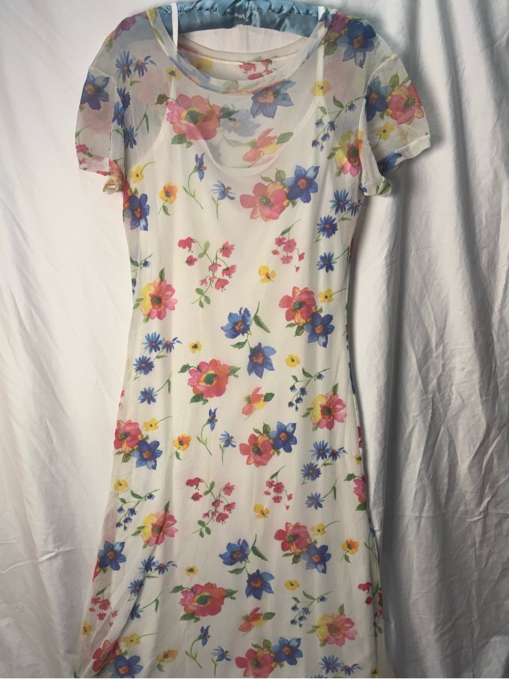 Vintage Newport News Sheer Floral Mesh Top – Y2K Fairycore Cottagecore – Size L